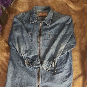 EXP Denim jeans By Express long Jacket Sz L